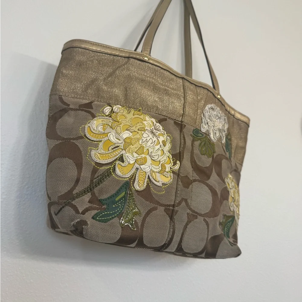 Coach chrysanthemum appliqué
